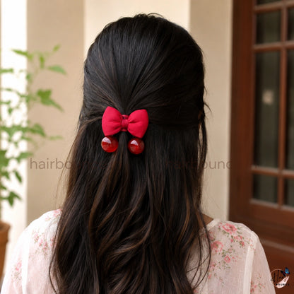 Cherry Bow Hair Tie – Red