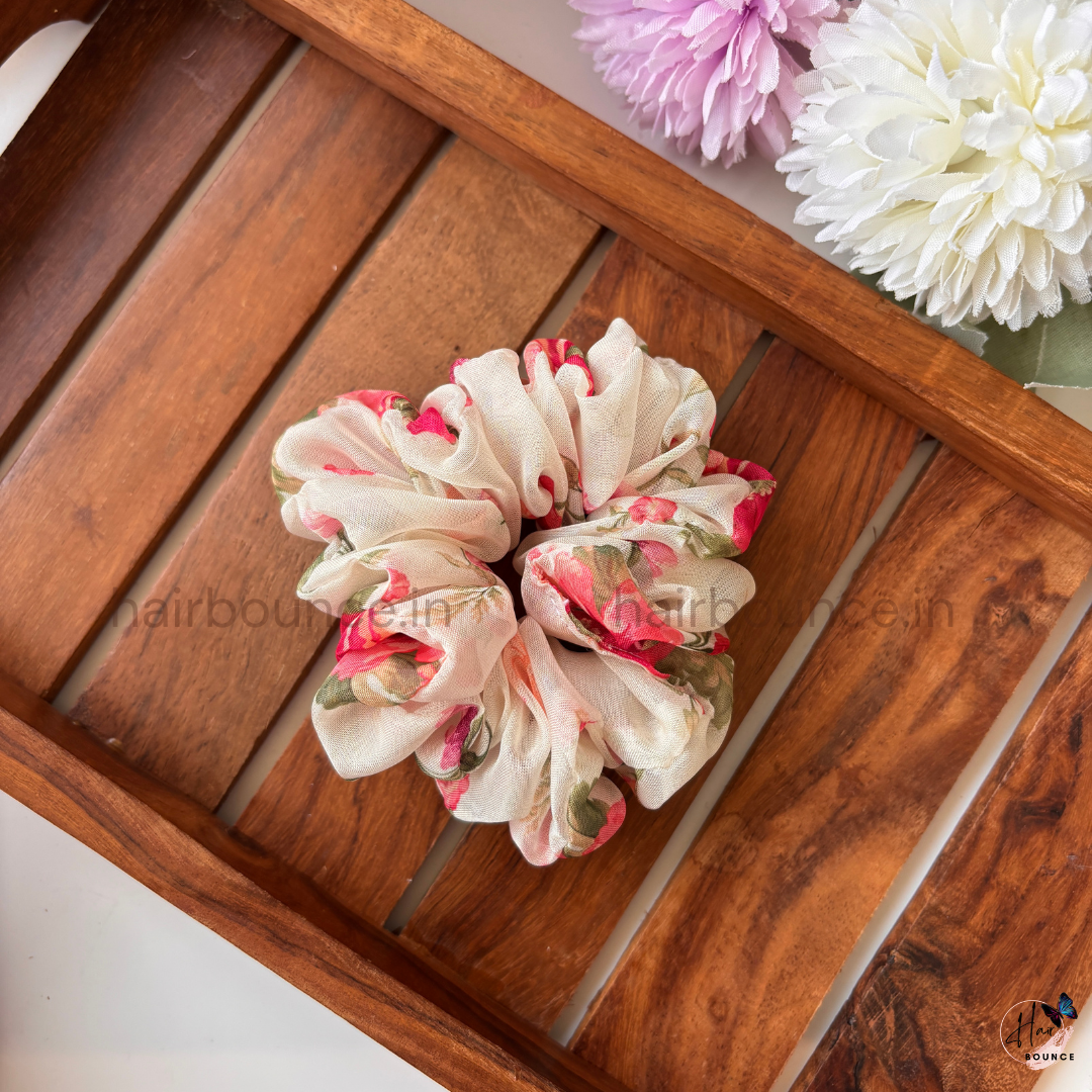Organza Pastel Bloom Scrunchie - Regular