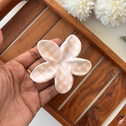 Pastel Check Flower Hair Claw – Large