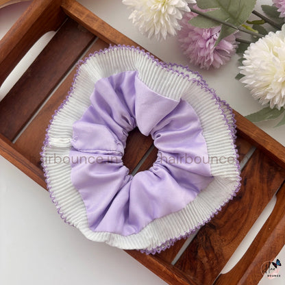 Pleated Ruffle Satin Scrunchie – Large