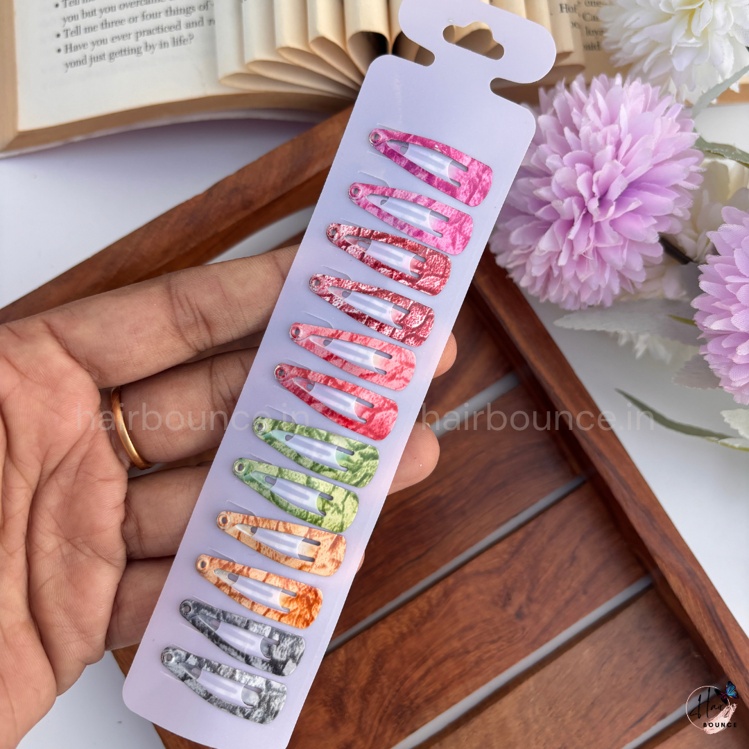 Vibrant Prints Tic Tac Hair Clips – Pack of 12
