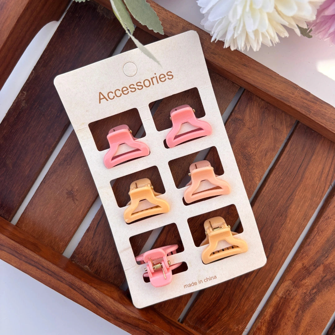 Mini Curve Triangle Hair Claws - Pack of 6 / Assorted Colours