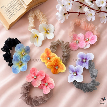 Bloom Charm Floral Scrunchie Hair Tie