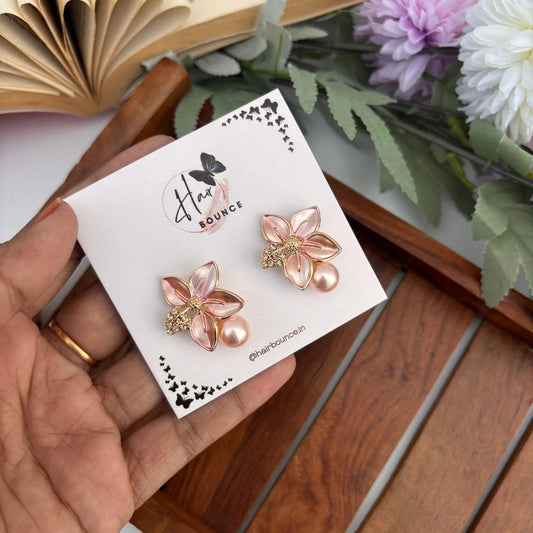Blossom Pearl Petal Studs – Pink