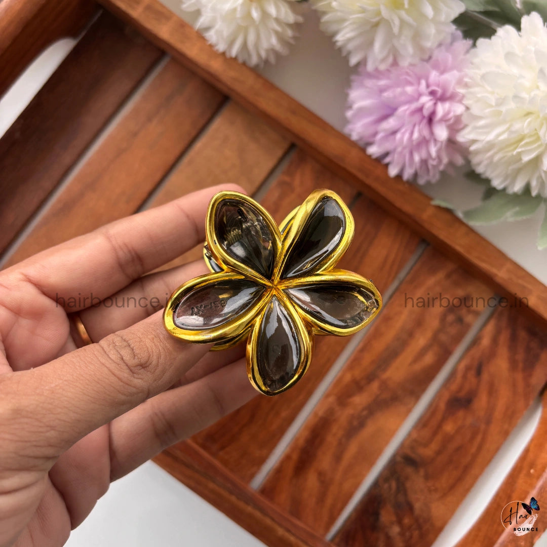 Golden Petal Flower Hair Claw - Medium