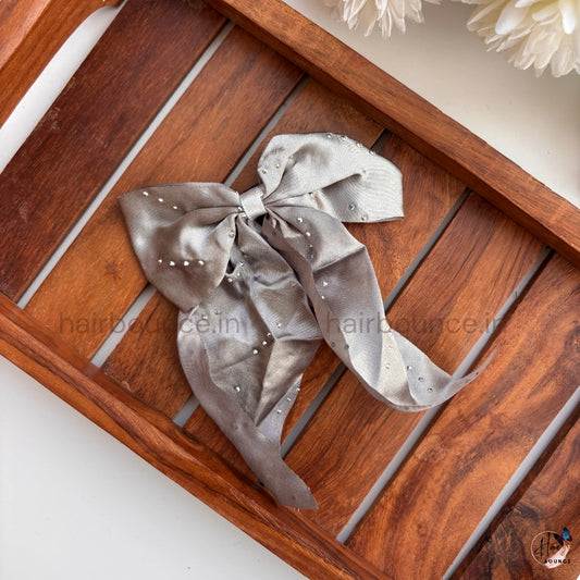 Sparkle Satin Ribbon Bow Hair Clip
