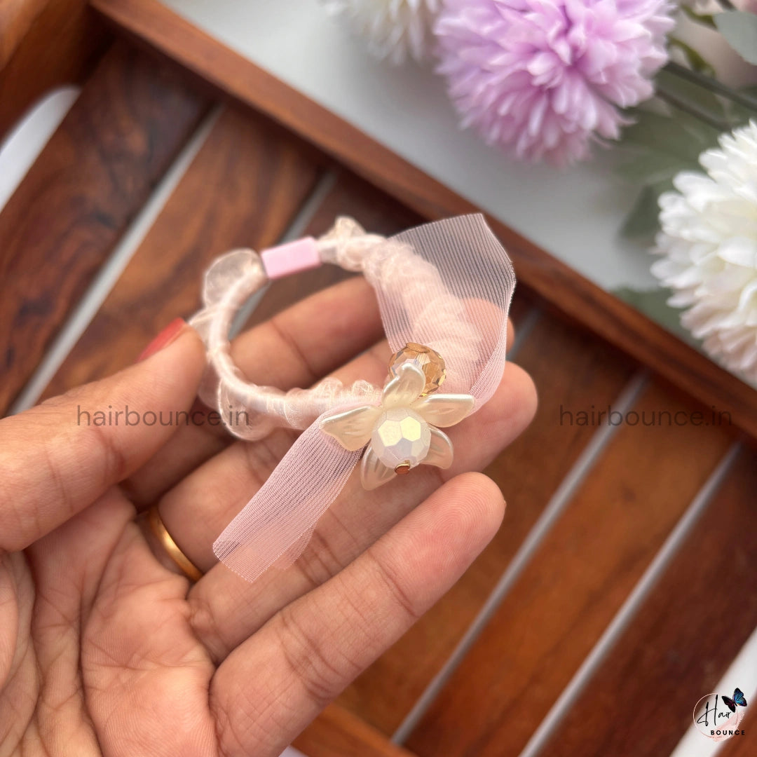 Crystal Blossom Organza Scrunchie