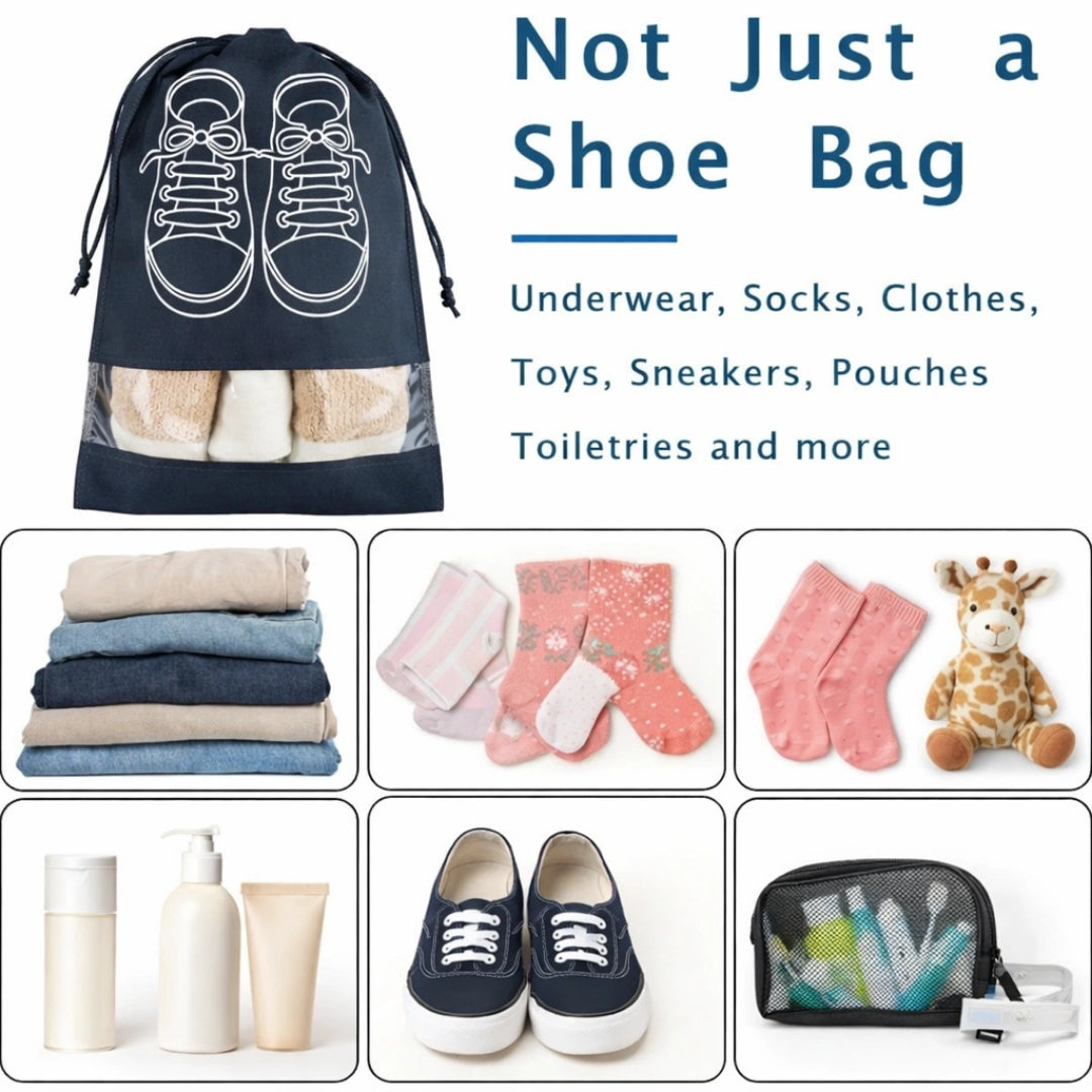 Travel Shoe Storage Bag with Transparent Pocket – Dustproof Shoe Organizer