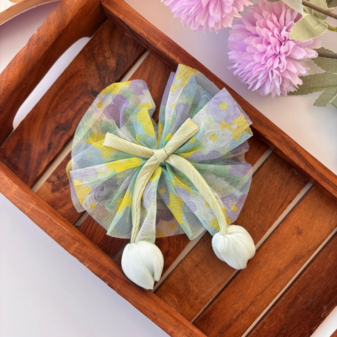 Floral Mesh Bow Clip