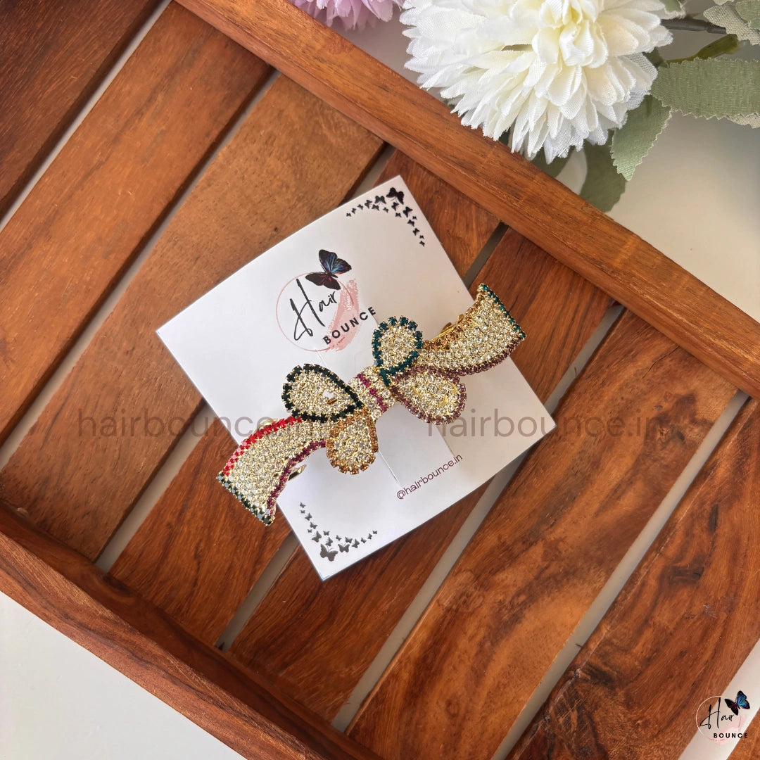 Royal Radiance Crystal Bow Barrette