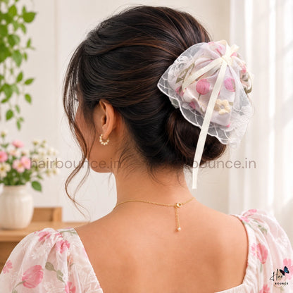 Blossom Lace Bow Hair Claw Clip – Medium