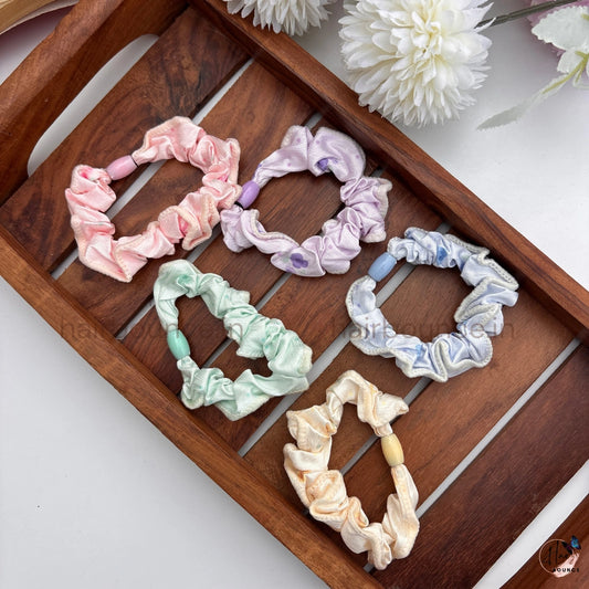 Pastel Petals Hair Scrunchies for Women & Girls