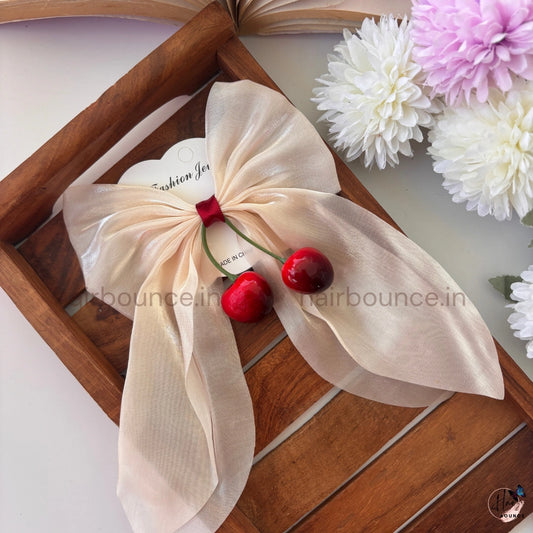 Cherry Sheer Ribbon Bow Clip