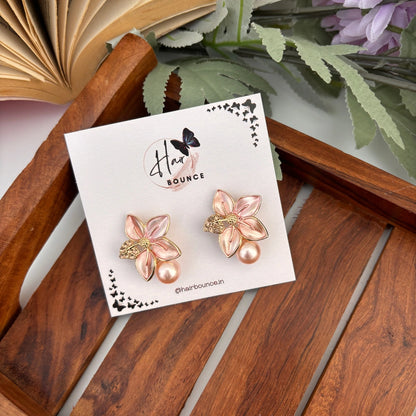 Blossom Pearl Petal Studs – Pink