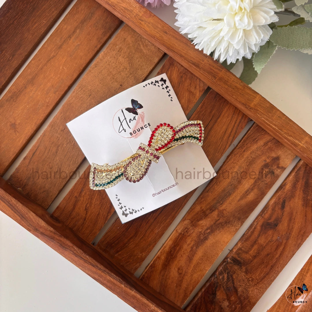 Royal Radiance Crystal Bow Barrette