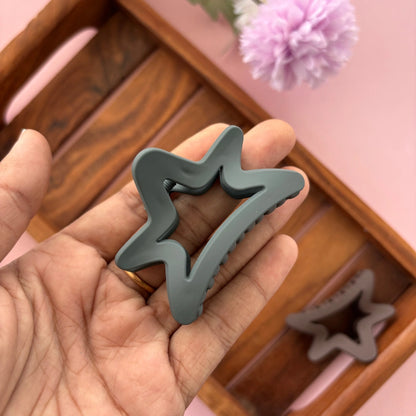 Matte Finish Star Shape Hair Claw - Medium