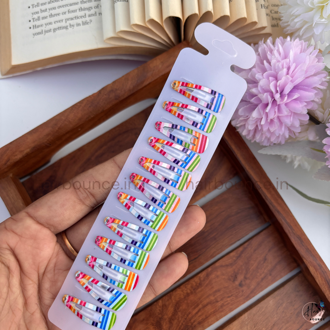 Vibrant Prints Tic Tac Hair Clips – Pack of 12