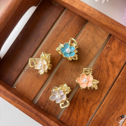 Pearl Bloom Premium Metal Hair Claw - Small