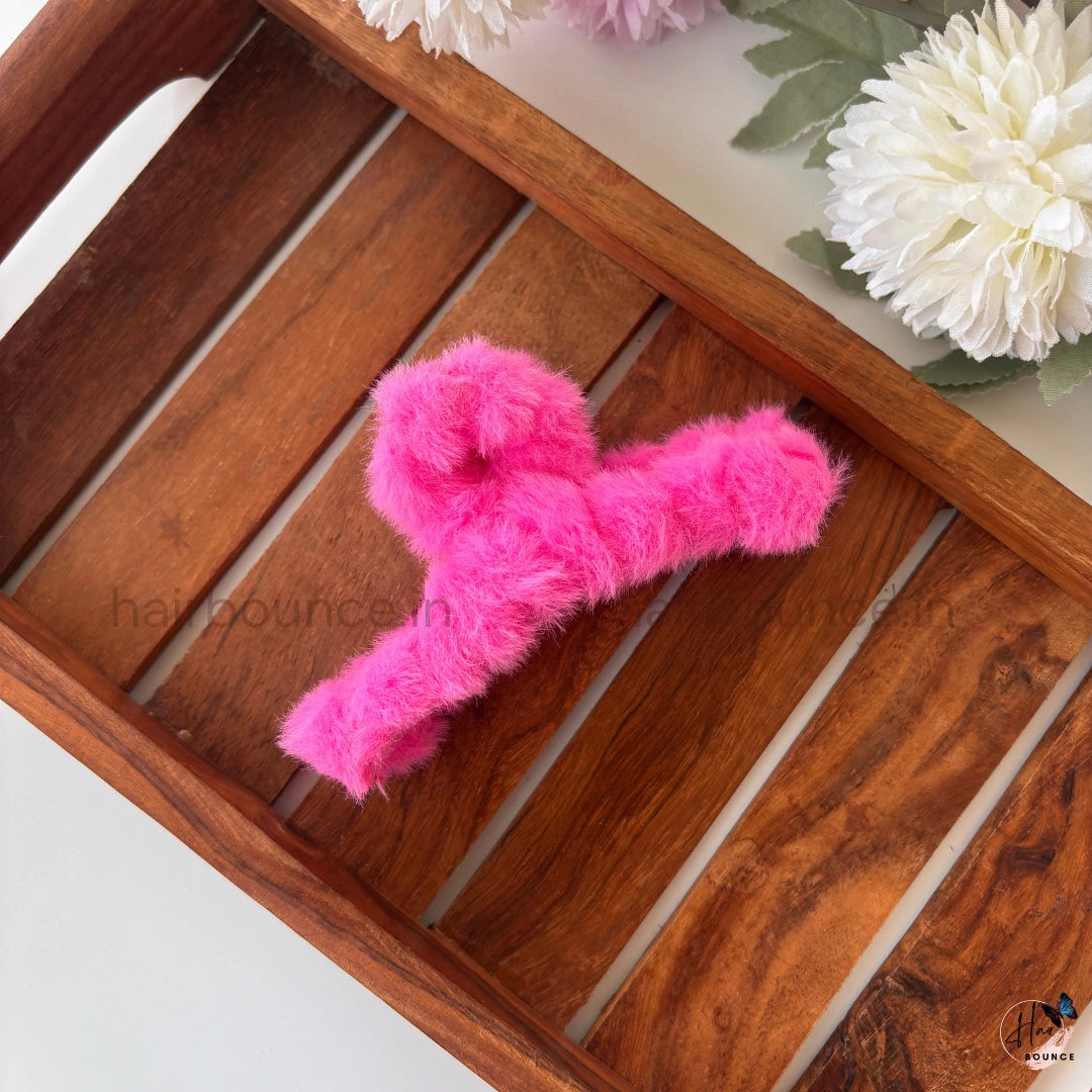 Soft Faux Loop Fur Hair Claw - Large