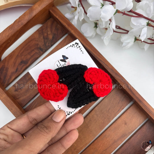 Handmade Crochet Heart Tic Tac Hair Clips – Pack of 2 Knitted Heart Hair Clips for Girls & Kids