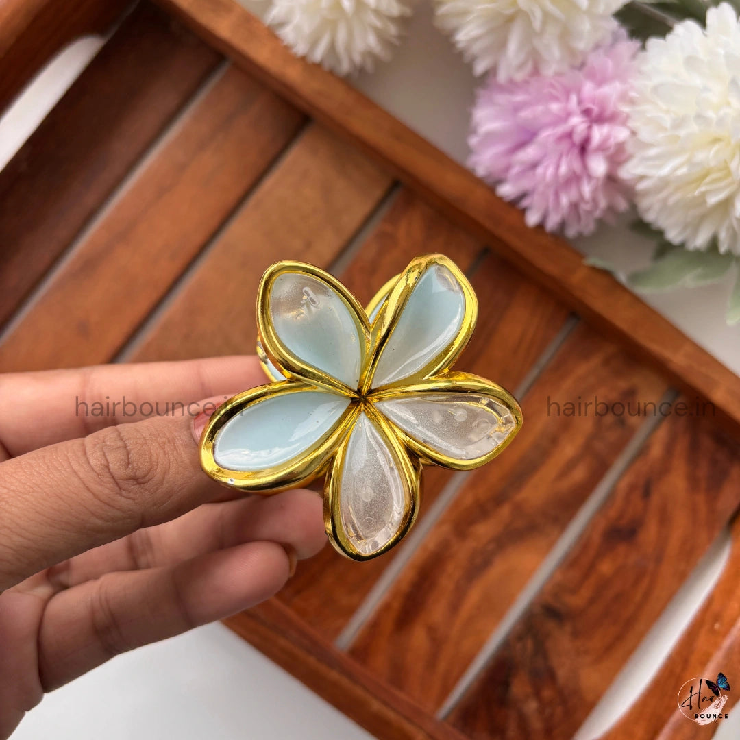 Golden Petal Flower Hair Claw - Medium