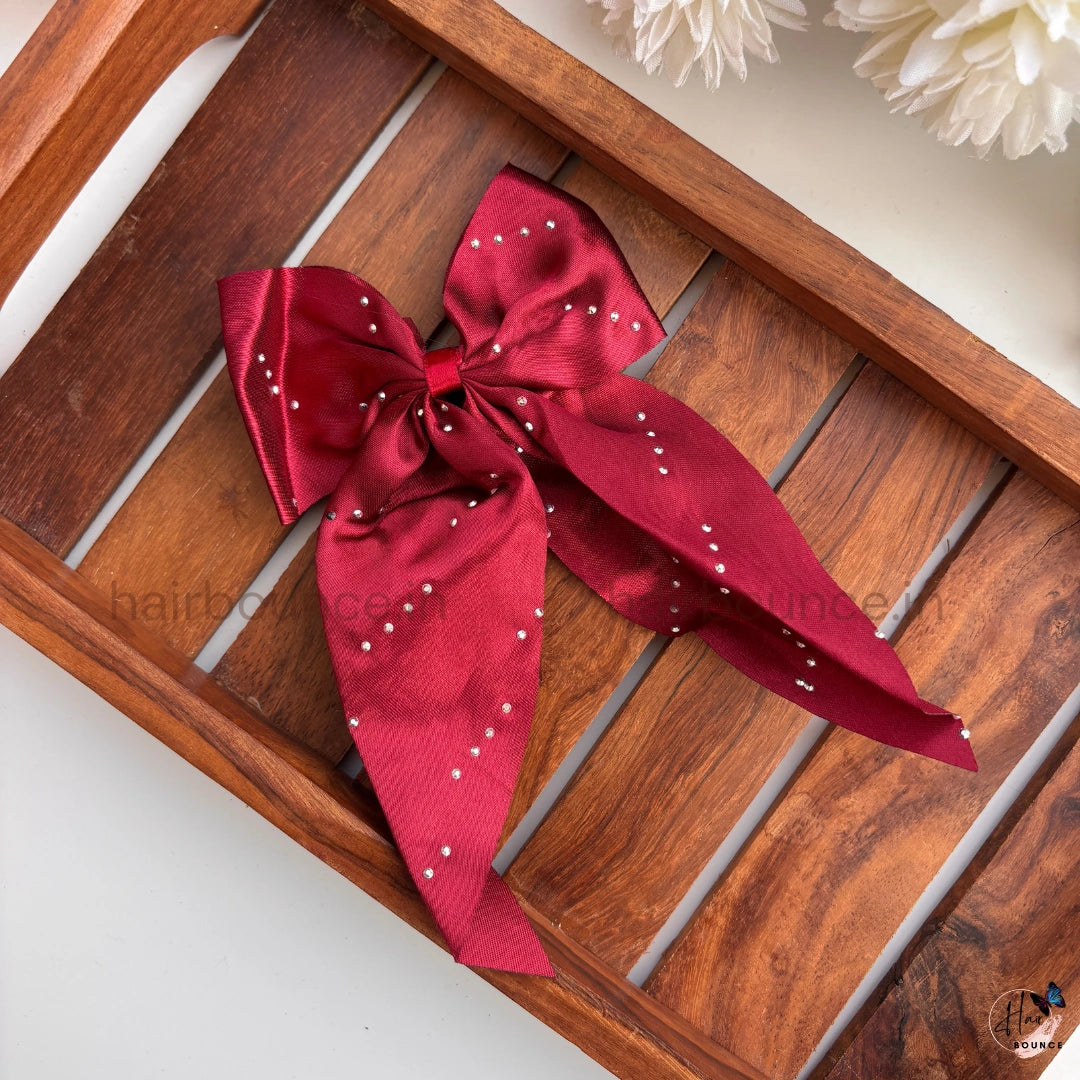 Sparkle Satin Ribbon Bow Hair Clip