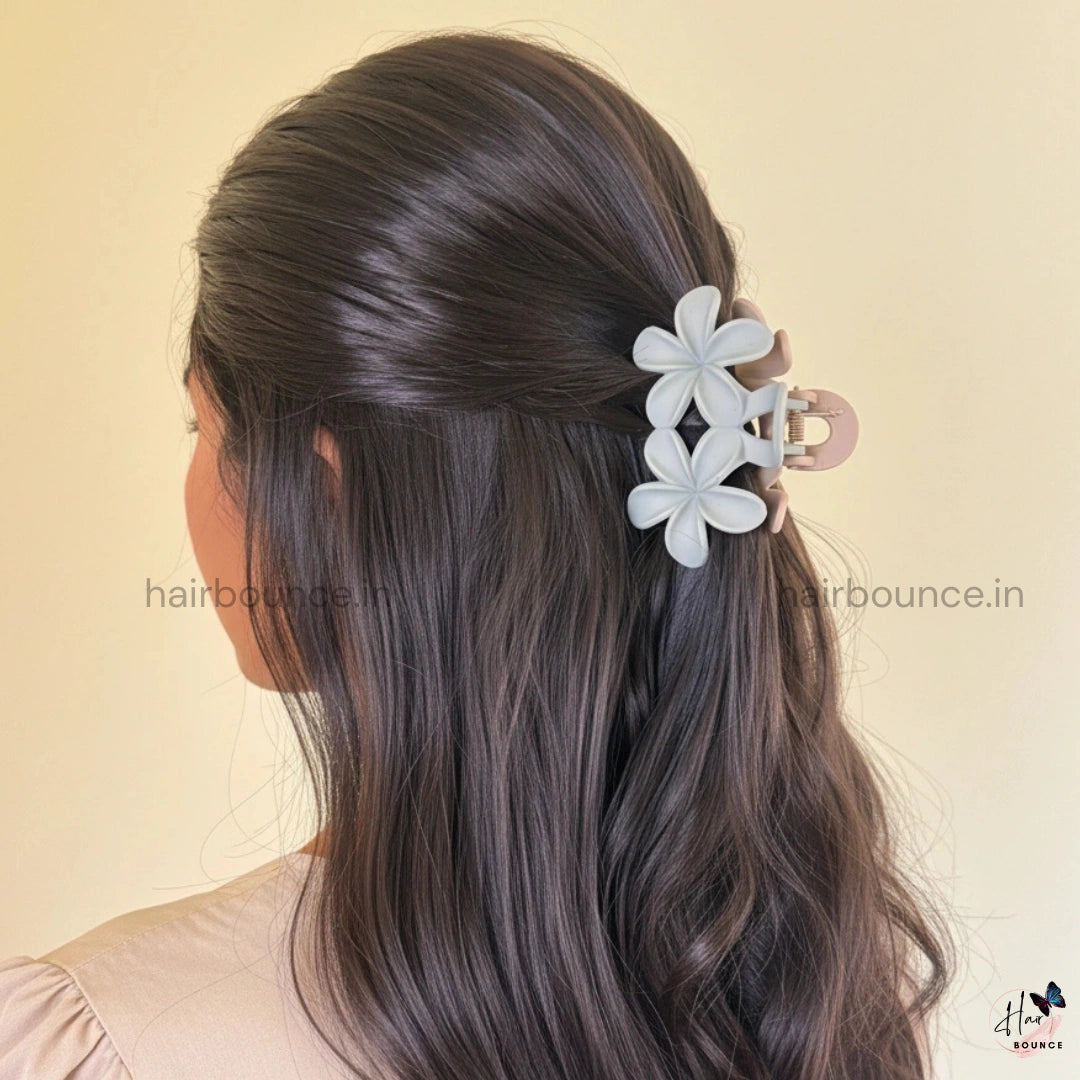 Dual Colour Plumeria Hair Claw - Large
