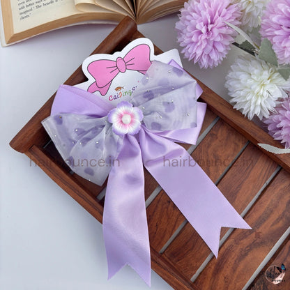 Sparkle Daisy Heart Bow Hair Clip