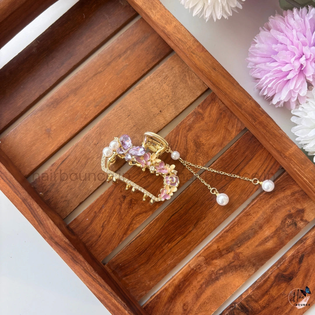 Royal Blossom Pearl Drop Hair Claw – Medium