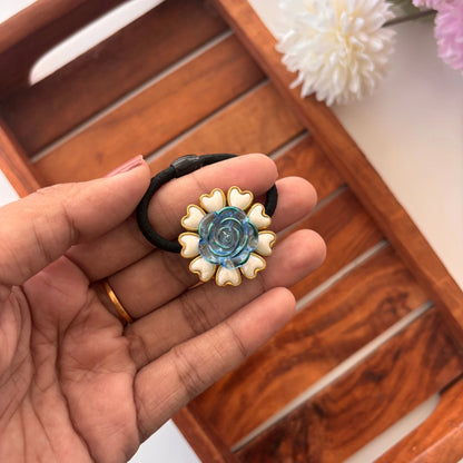 Crystal Blue Blossom Hair Tie
