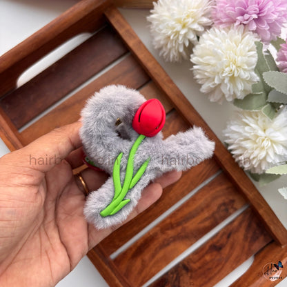 Colourful Fuzzy Tulip Hair Claw - Large