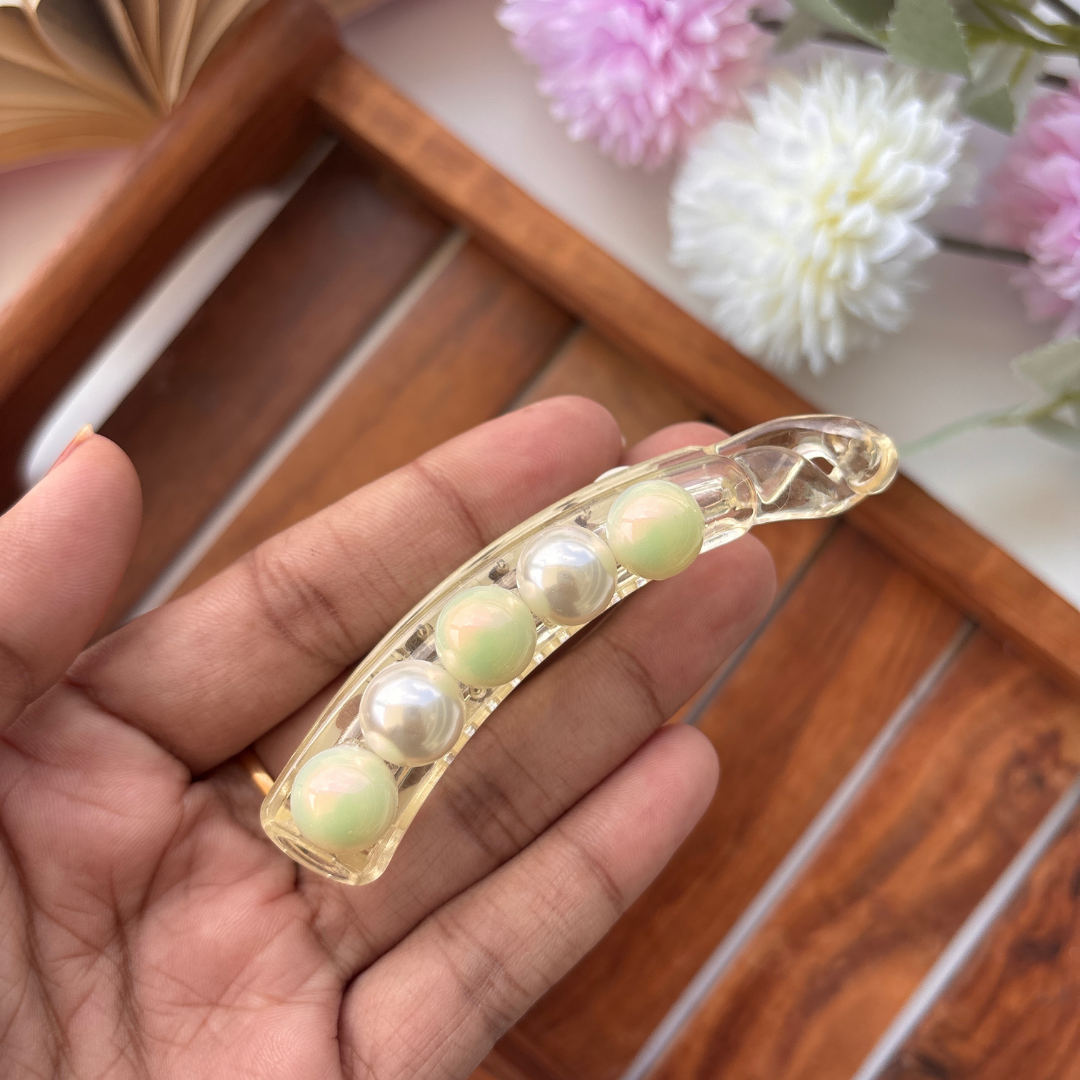 Dual Tone Pearl Banana Clip - Medium