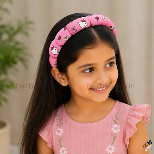 Cute Kitty Bubble Padded Headband for Girls – Soft Cartoon Hair Band