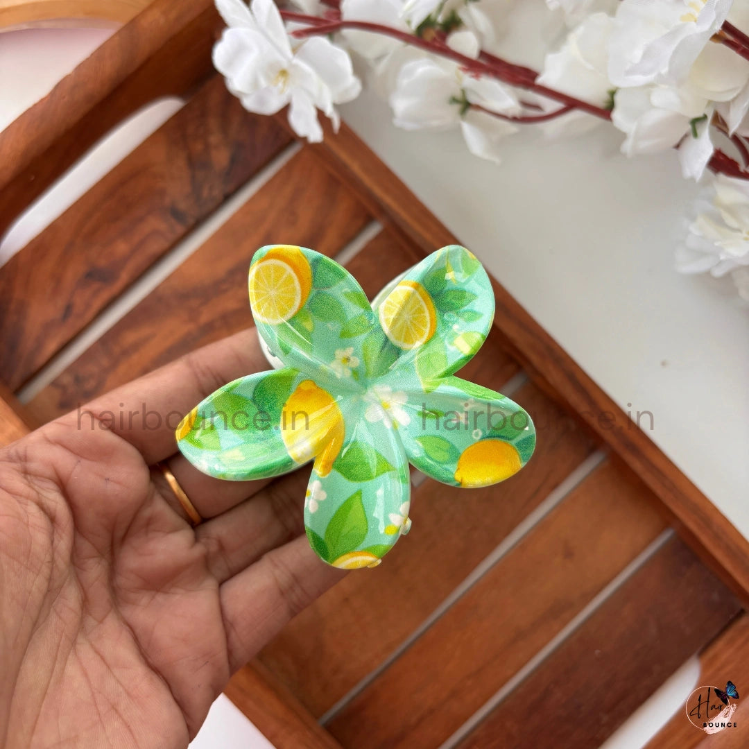 Fruit Print Flower Hair Claw – Large