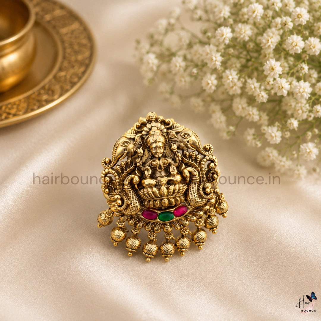 Antique Lakshmi Elephant Jada Billa with Gold Beads – 2 Colours