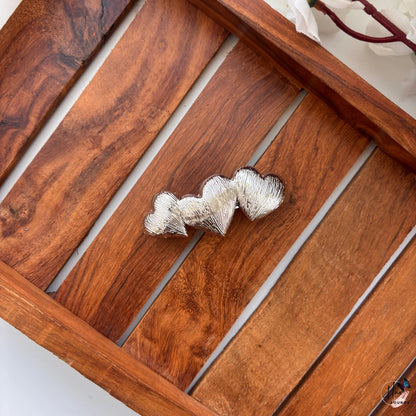 Triple Heart Metallic Center Hair Clip
