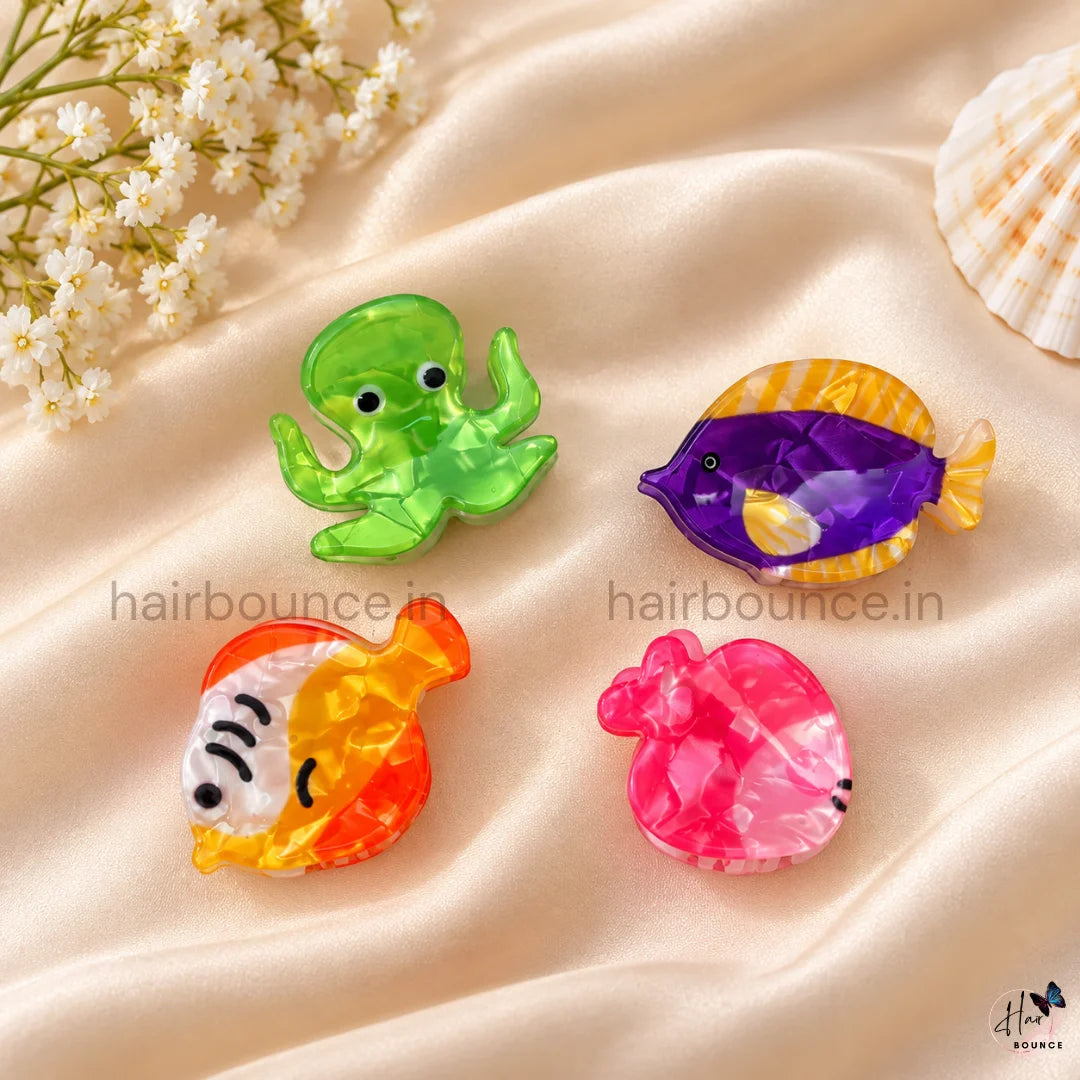 Ocean Buddies Mini Hair Claw Clips – Pack of 4