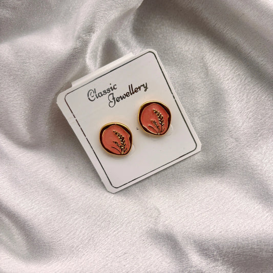 Terracotta Leaf Stainless Steel Studs