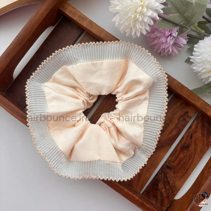 Pleated Ruffle Satin Scrunchie – Large