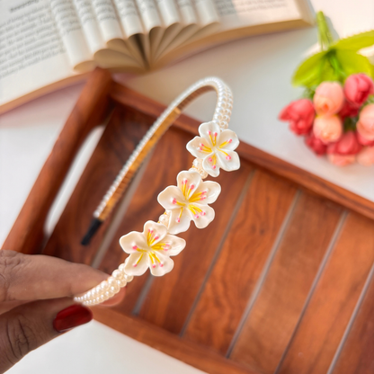 Pearl with Hibiscus Flower Headband