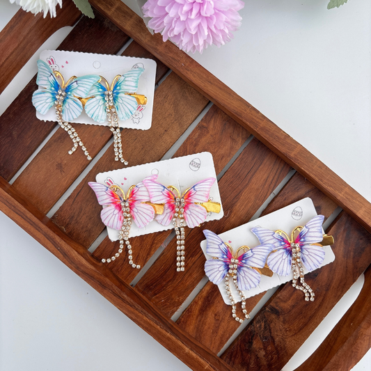 Crystal Trail Butterfly Clips