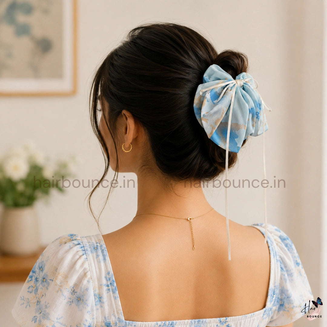 Pastel Watercolor Bow Hair Claw Clip – Medium