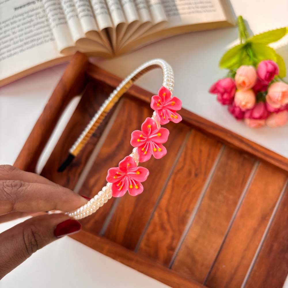 Pearl with Hibiscus Flower Headband