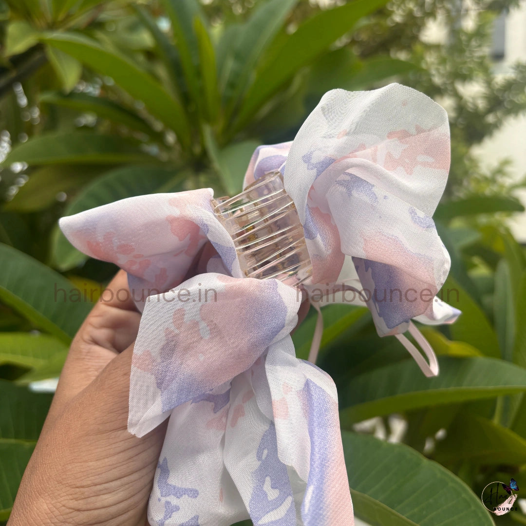 Pastel Watercolor Bow Hair Claw Clip – Medium