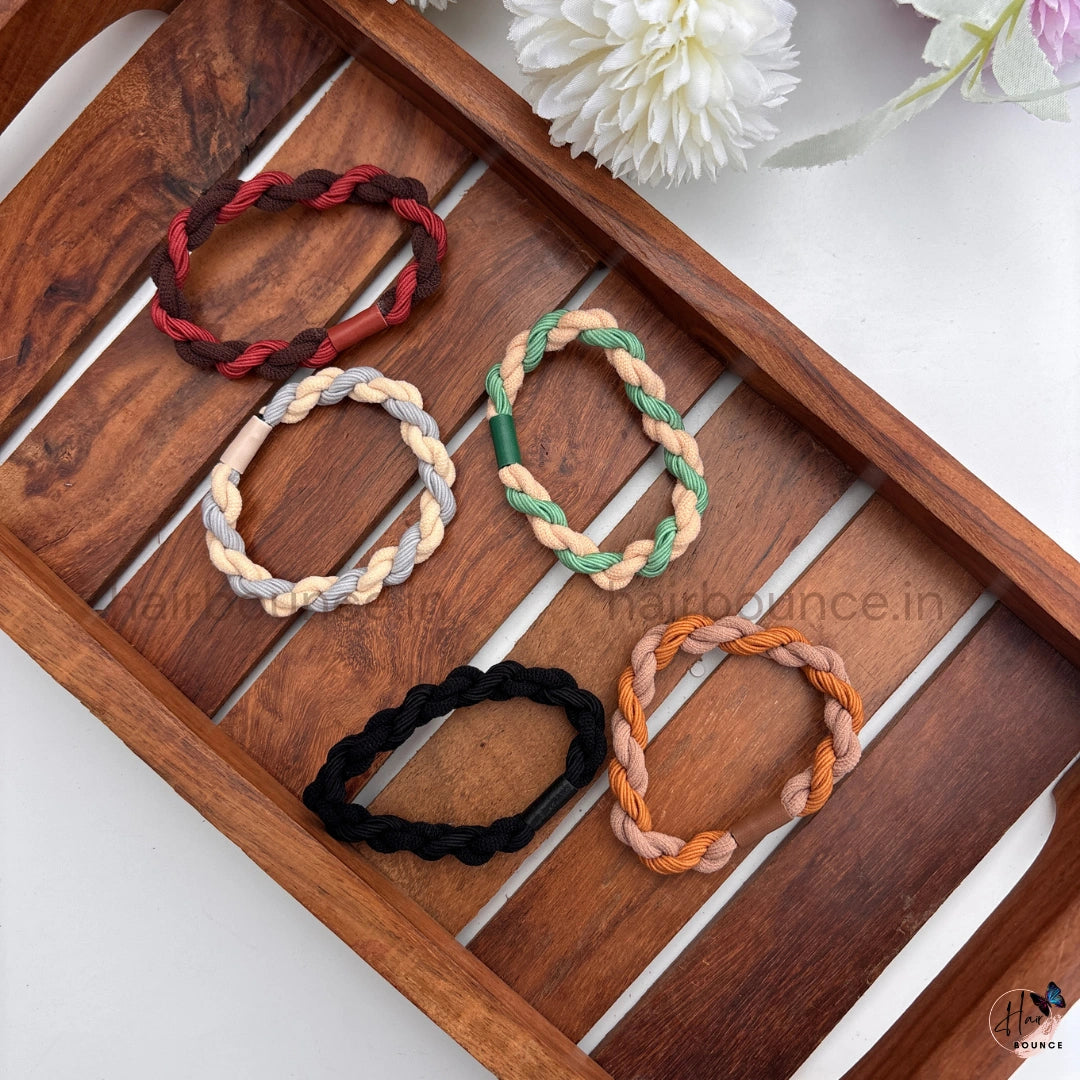 Dual Tone Braided Hair Ties for Women & Girls