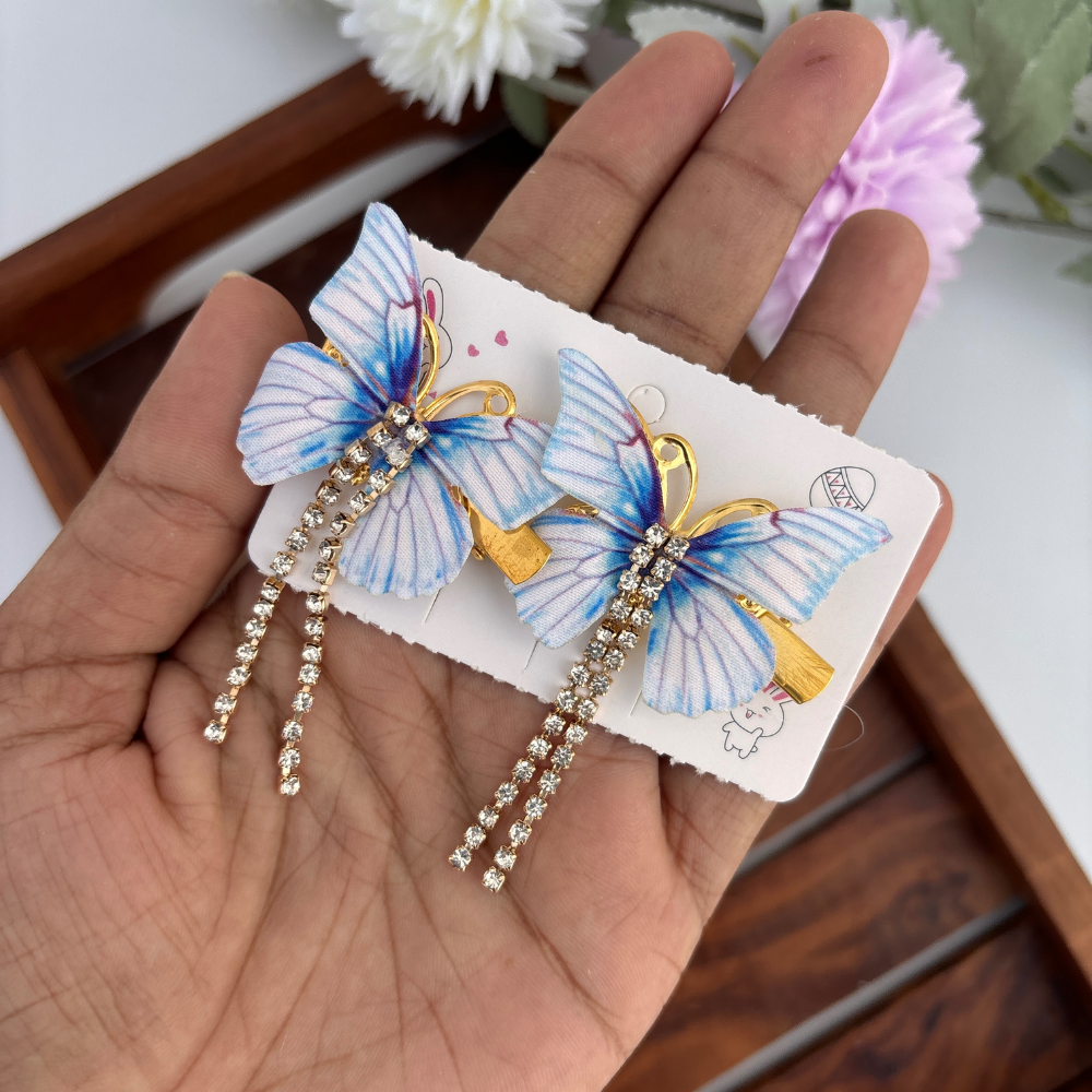 Crystal Trail Butterfly Clips