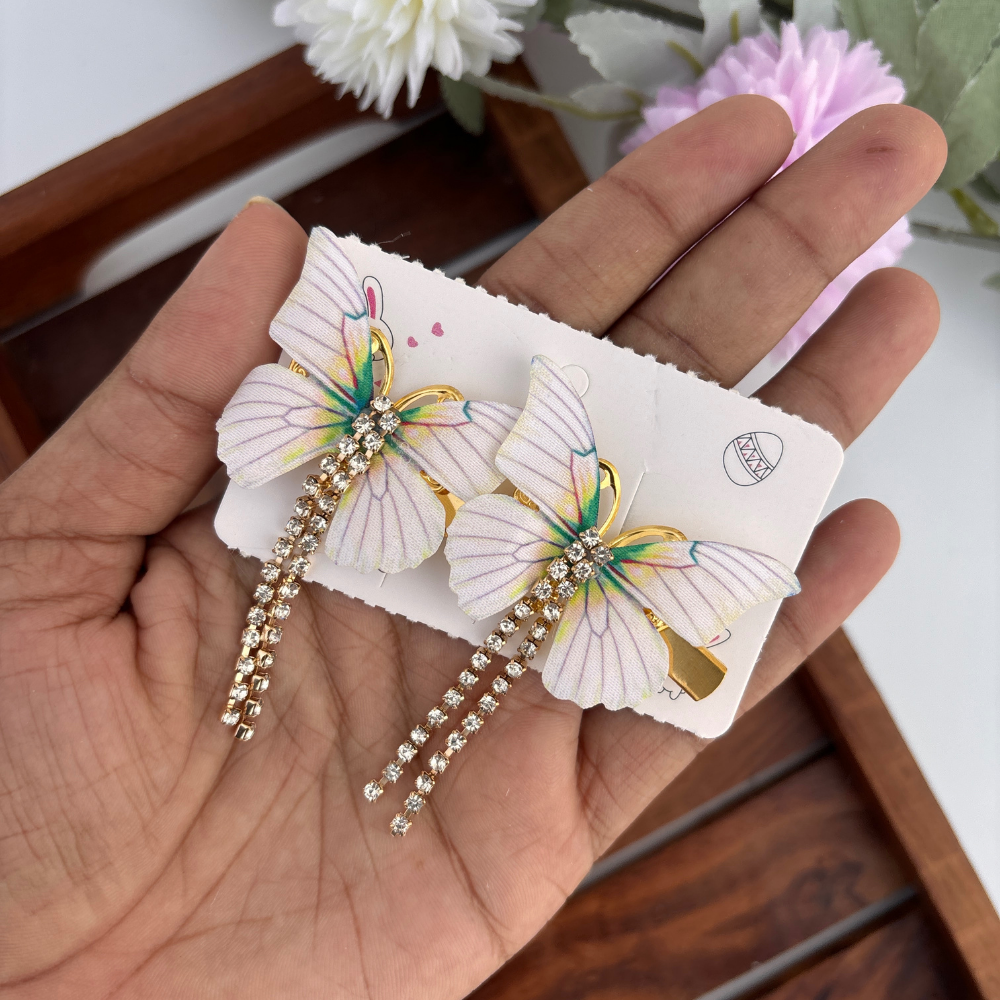 Crystal Trail Butterfly Clips