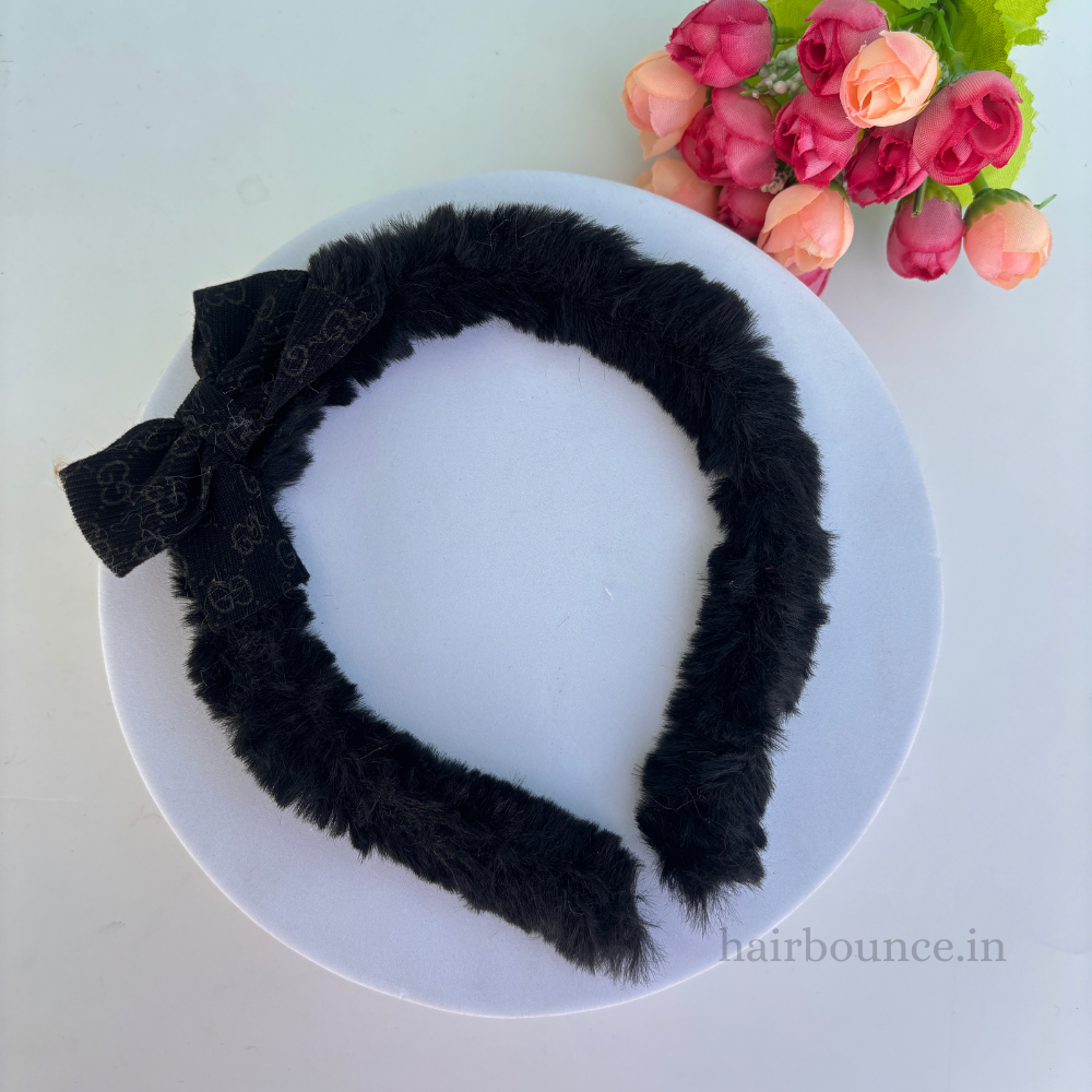 Fur Bow Cloth Headband