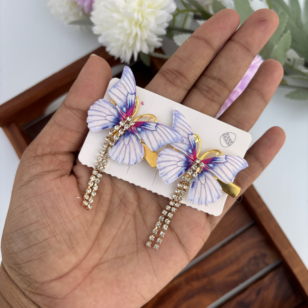 Crystal Trail Butterfly Clips