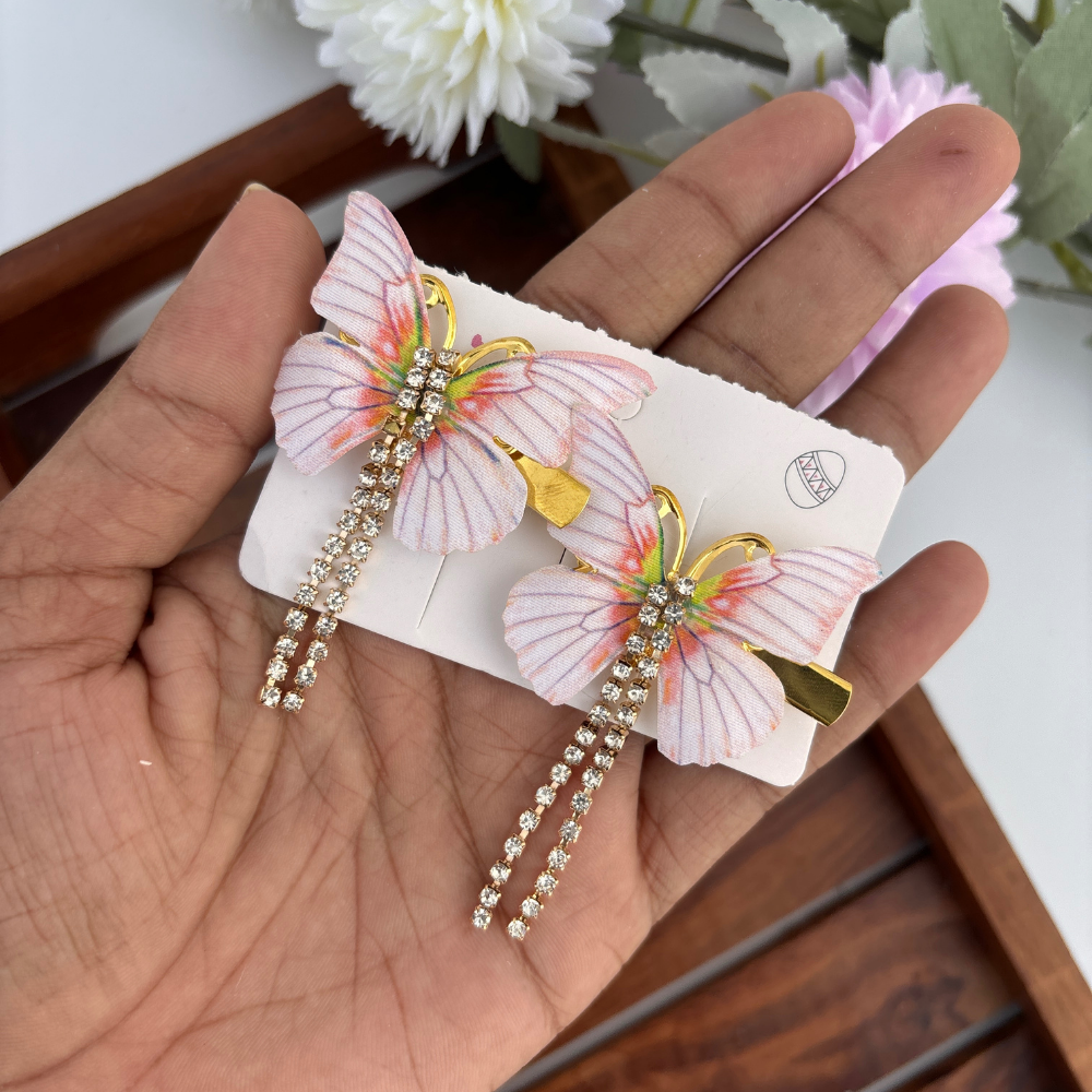 Crystal Trail Butterfly Clips